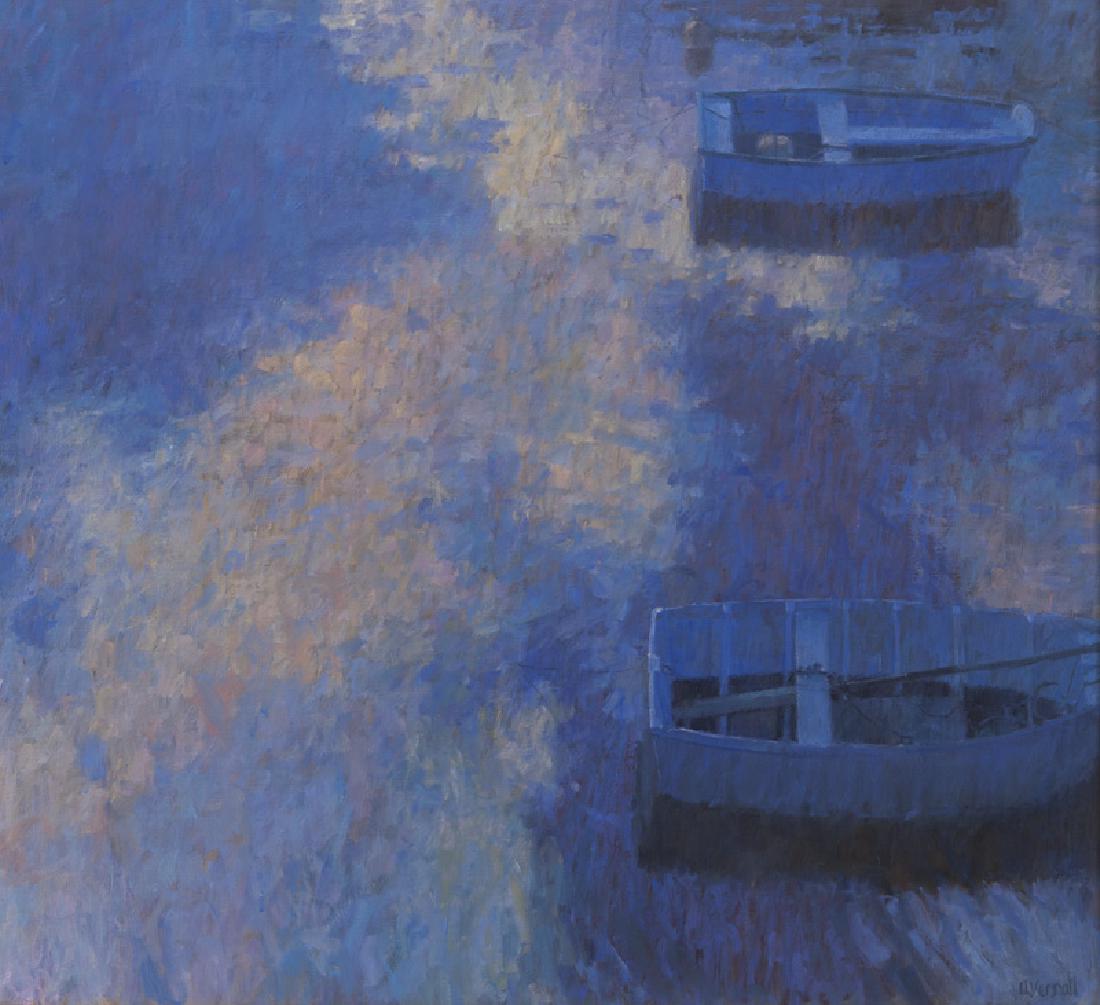 Nicholas Verrall "Untitled (Two boats in blue) oil (1 of 6)
