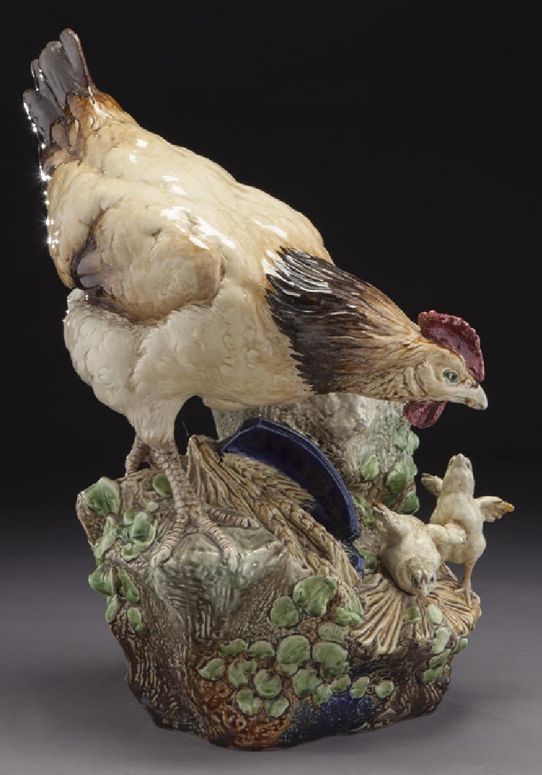 Large H.B. Choisy majolica chicken with chicks. (1 of 11)