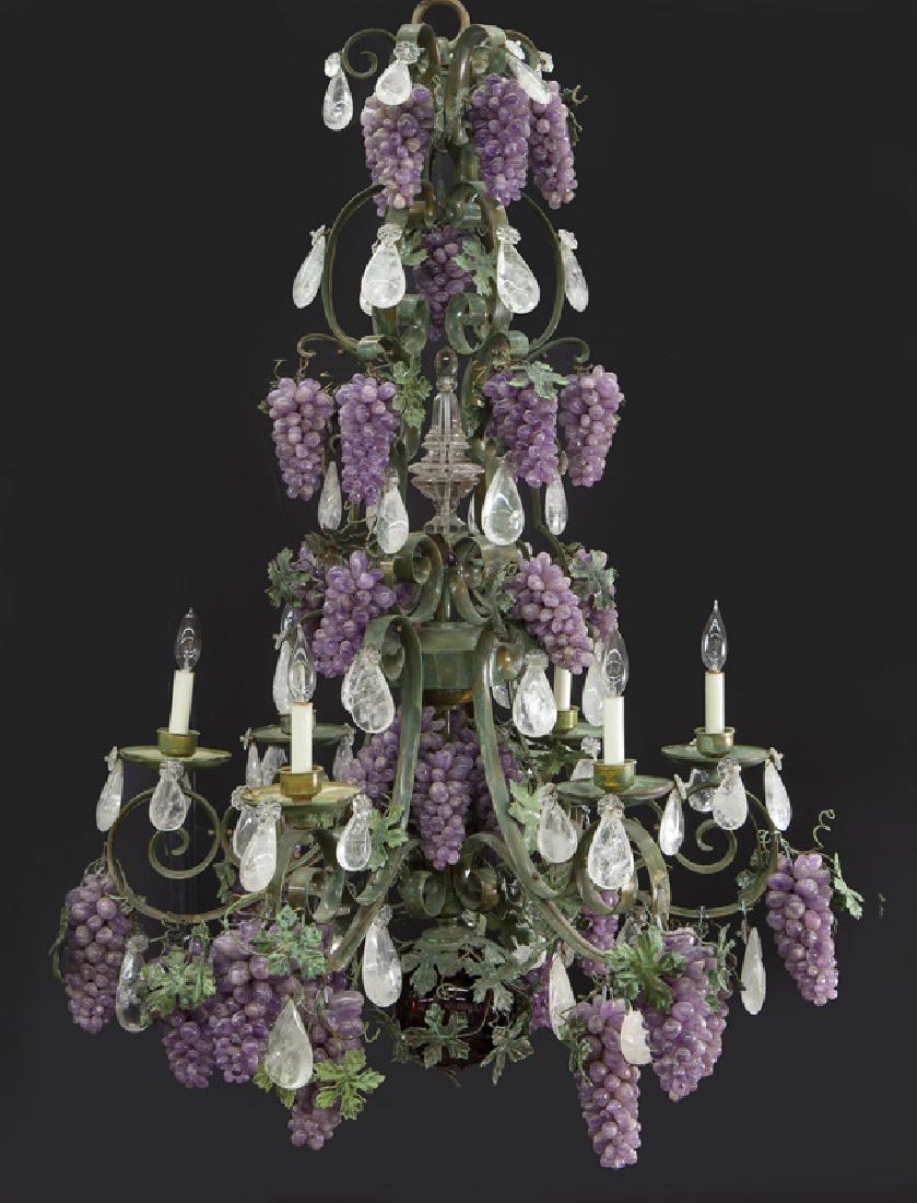 Crystal and amethyst 6-light chandelier, (1 of 9)