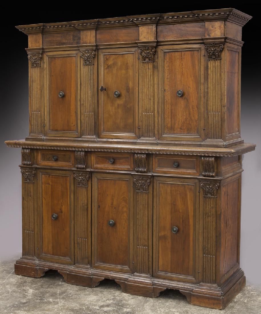 17th C. Italian 2-part cabinet, (1 of 10)