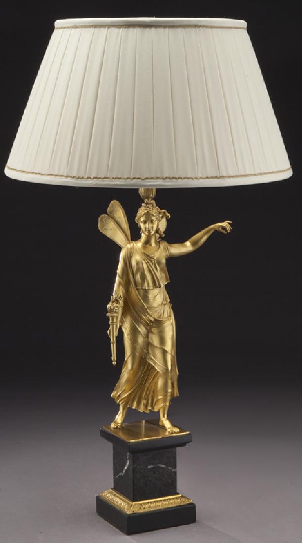 Gilt bronze figure of a draped, winged goddess (1 of 9)