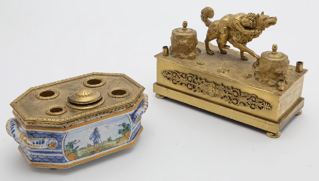 (2) 19th C. inkwells, (1 of 9)