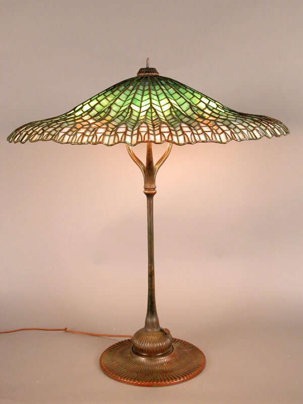 Marked Tiffany leaded and stained glass