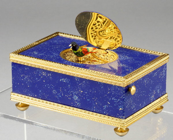 A Reuge "Lapis Lazuli" singing bird box automoton - 2