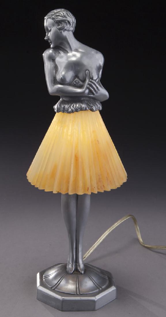 Art Deco silvered metal figural lamp (1 of 8)