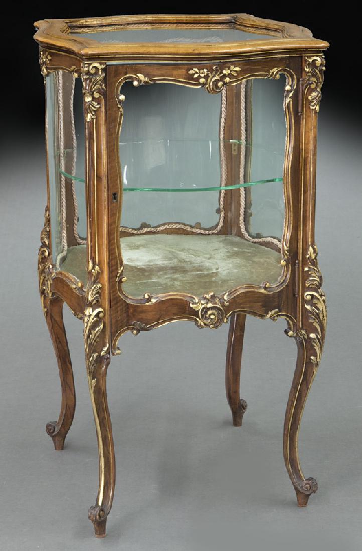 Louis XV style curved glass display cabinet, (1 of 8)