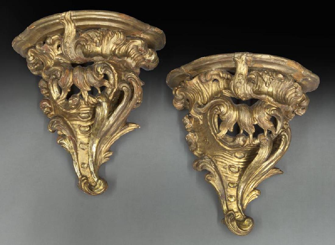 Pr. French carved giltwood wall brackets (1 of 6)