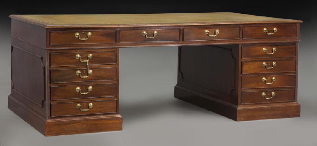 Large Georgian style mahogany partners desk (1 of 10)
