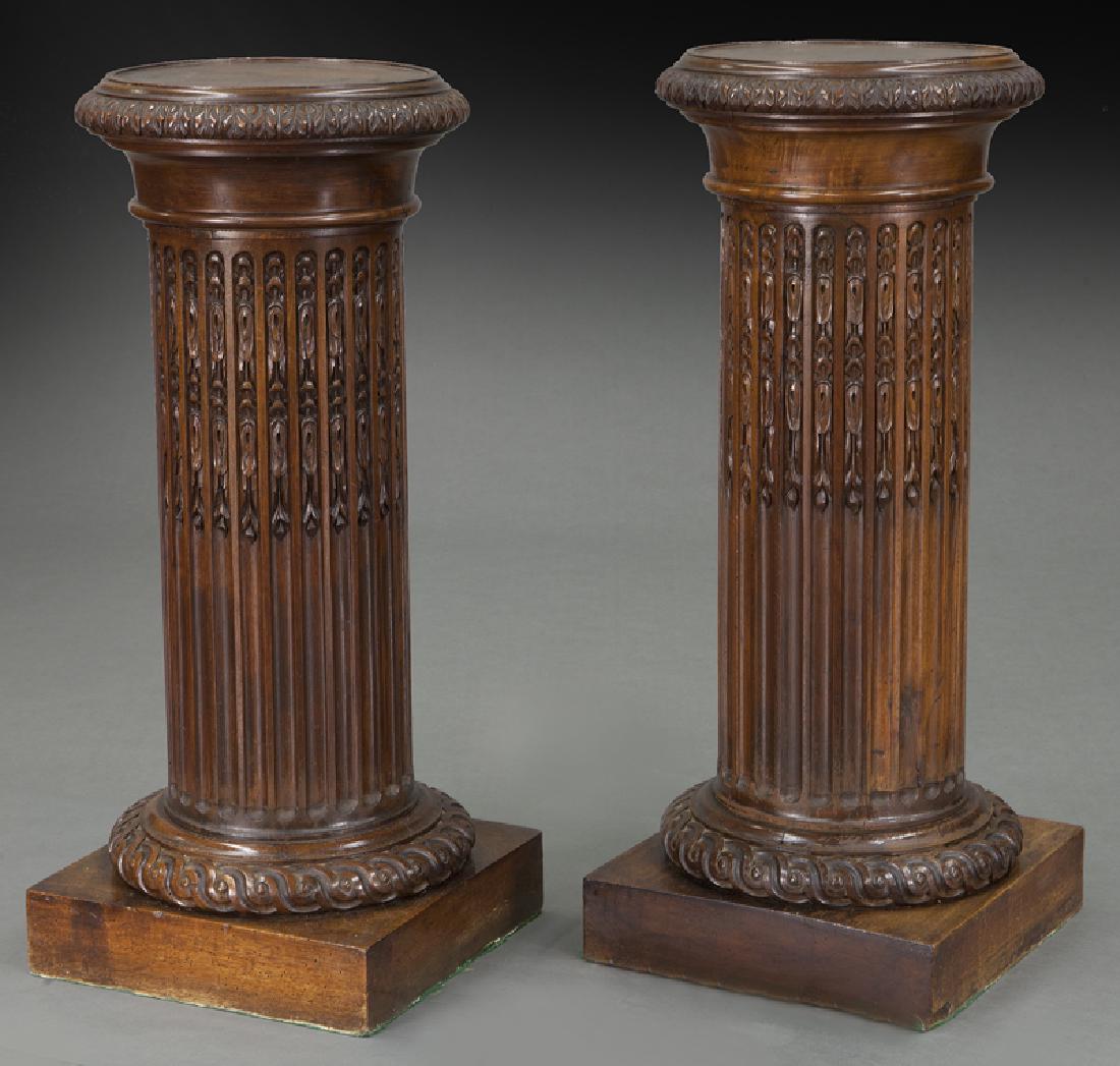 Pr. carved wood fluted pedestals, (1 of 6)