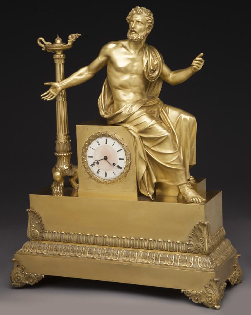French Empire gilt bronze figural clock (1 of 9)