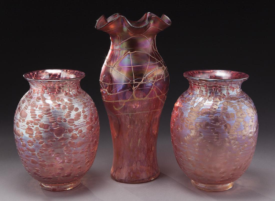 Pr. Loetz vases together with (1) Kralik vase (1 of 11)