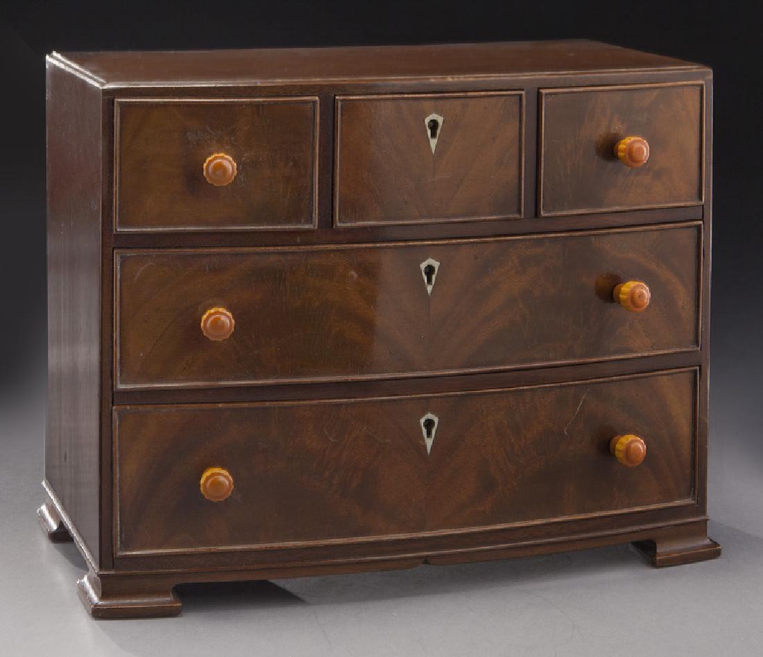 Miniature Victorian mahogany bow front chest (1 of 8)
