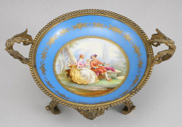 A Sevres porcelain ormolu mounted bowl
