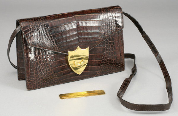 Paloma Picasso dark brown crocodile purse