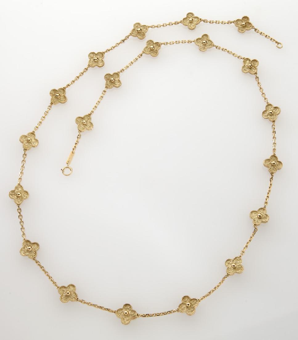 Van Cleef & Arpels 18K gold "Alhambra" necklace.: Van Cleef & Arpels 18K gold "Alhambra" necklace. Stamped, "VCA NY 18K" and "4K848.65". 54.3 grams. 30"L, Circa - 20th C.