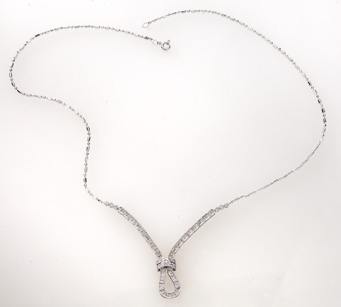 Italian 18K gold and diamond necklace.: Italian 18K gold and diamond necklace. Stamped, "750 *1 AR" and "Uno a erre". 13.7 grams. 20"L, Circa - 20th C.