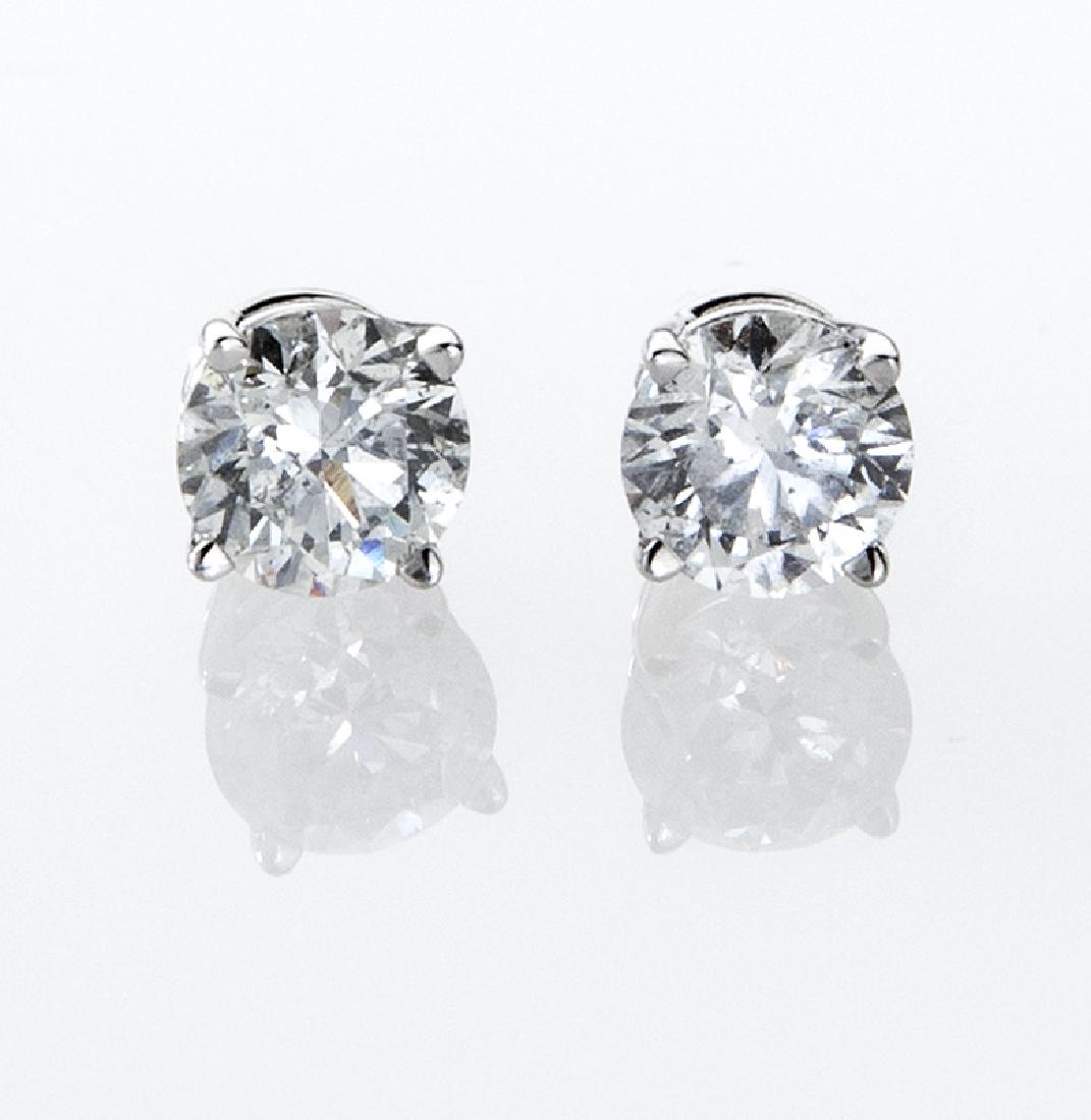 14K white gold and diamond stud earrings (1 of 4)