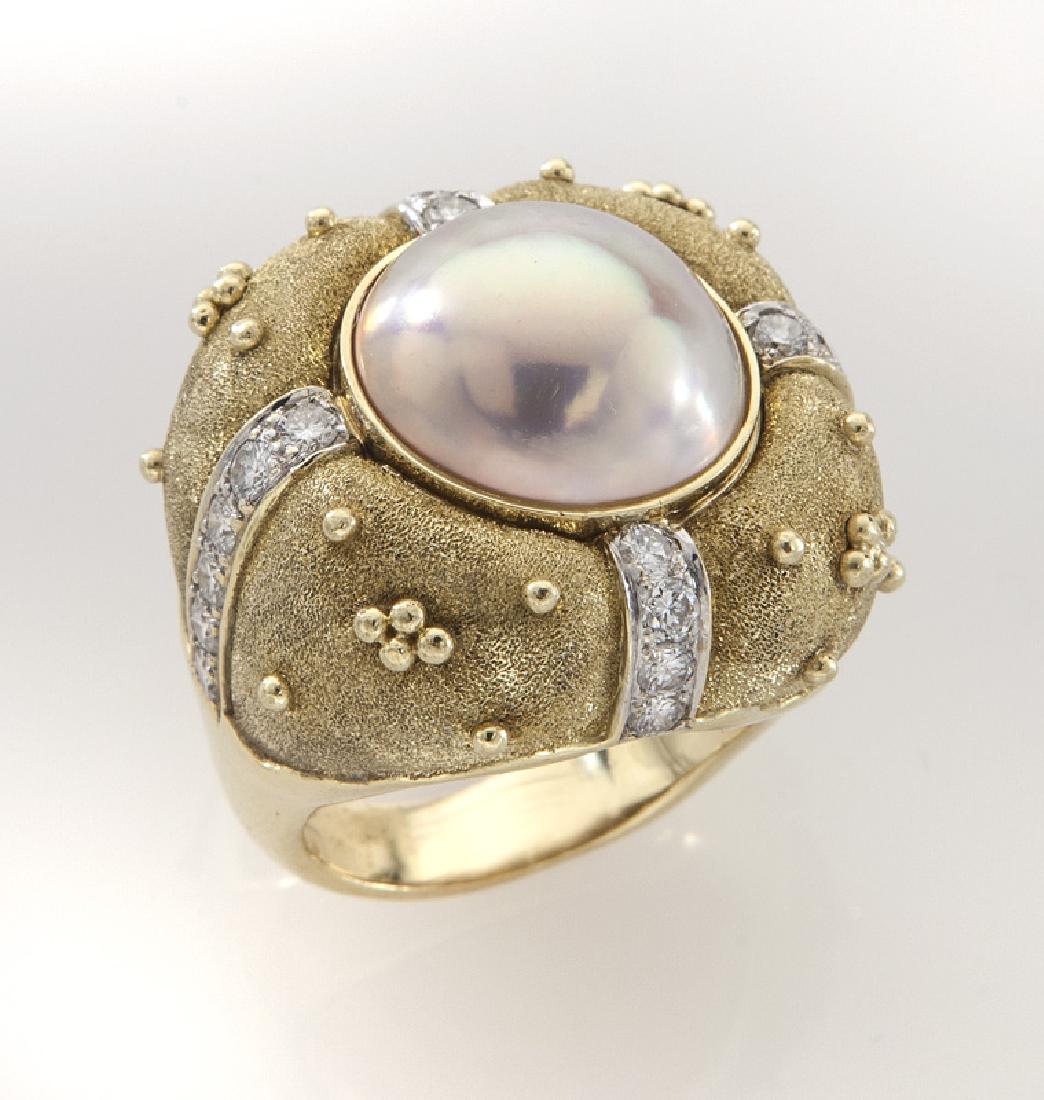 Robert Whiteside 18K gold, diamond and pearl (1 of 3)