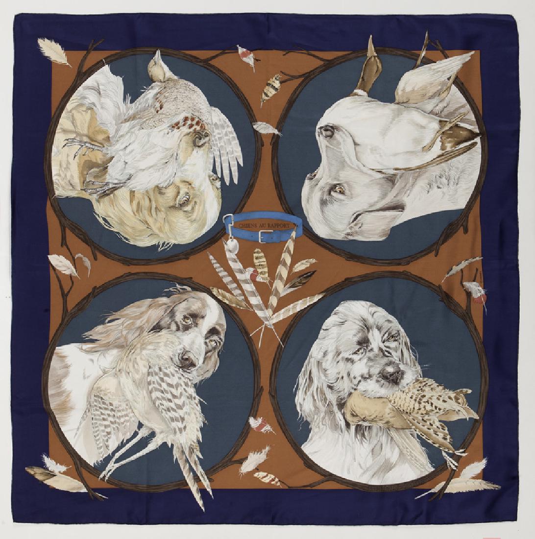Hermes "Chiens au Rapport" silk scarf (1 of 1)