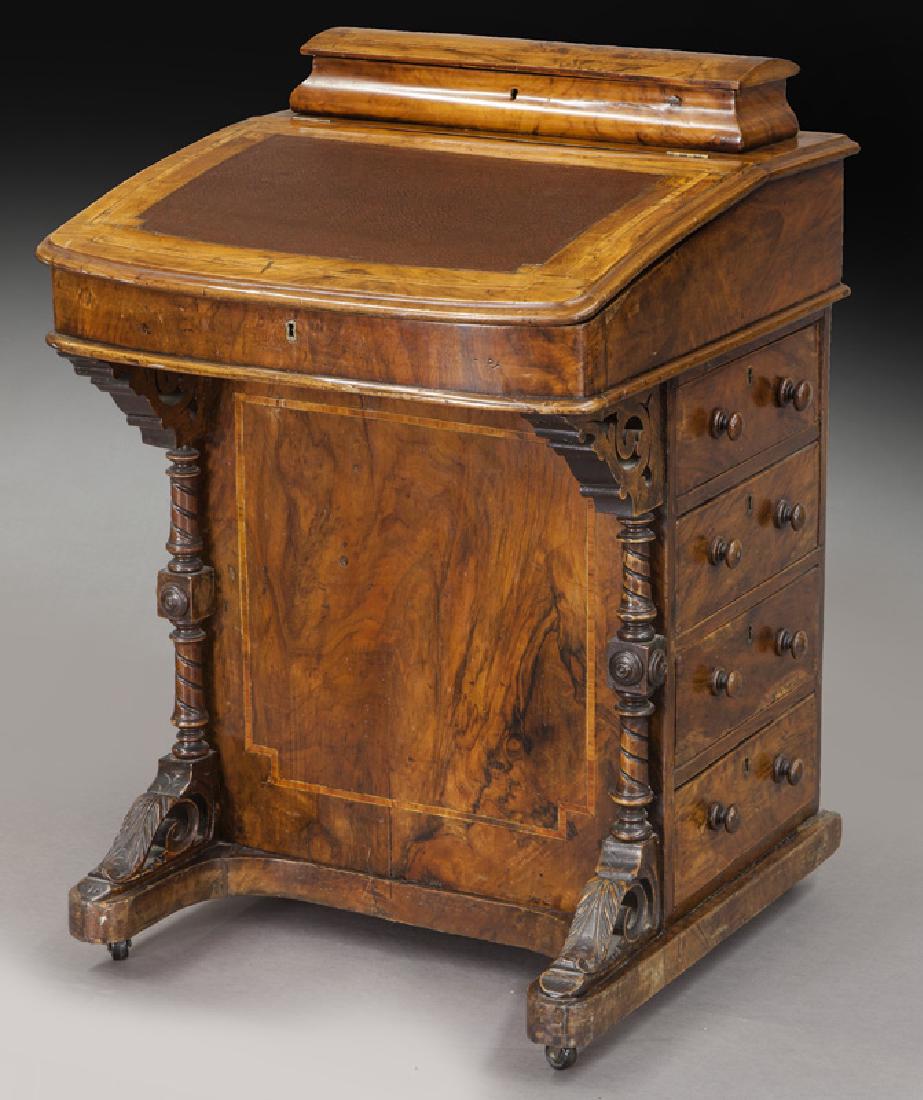 Victorian inlaid burl walnut Davenport desk (1 of 11)