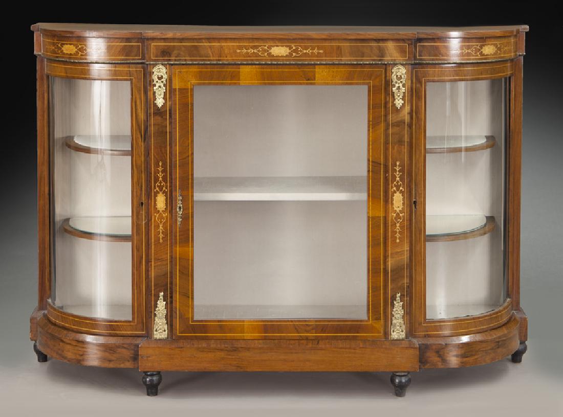 English inlaid mahogany credenza with curved (1 of 10)
