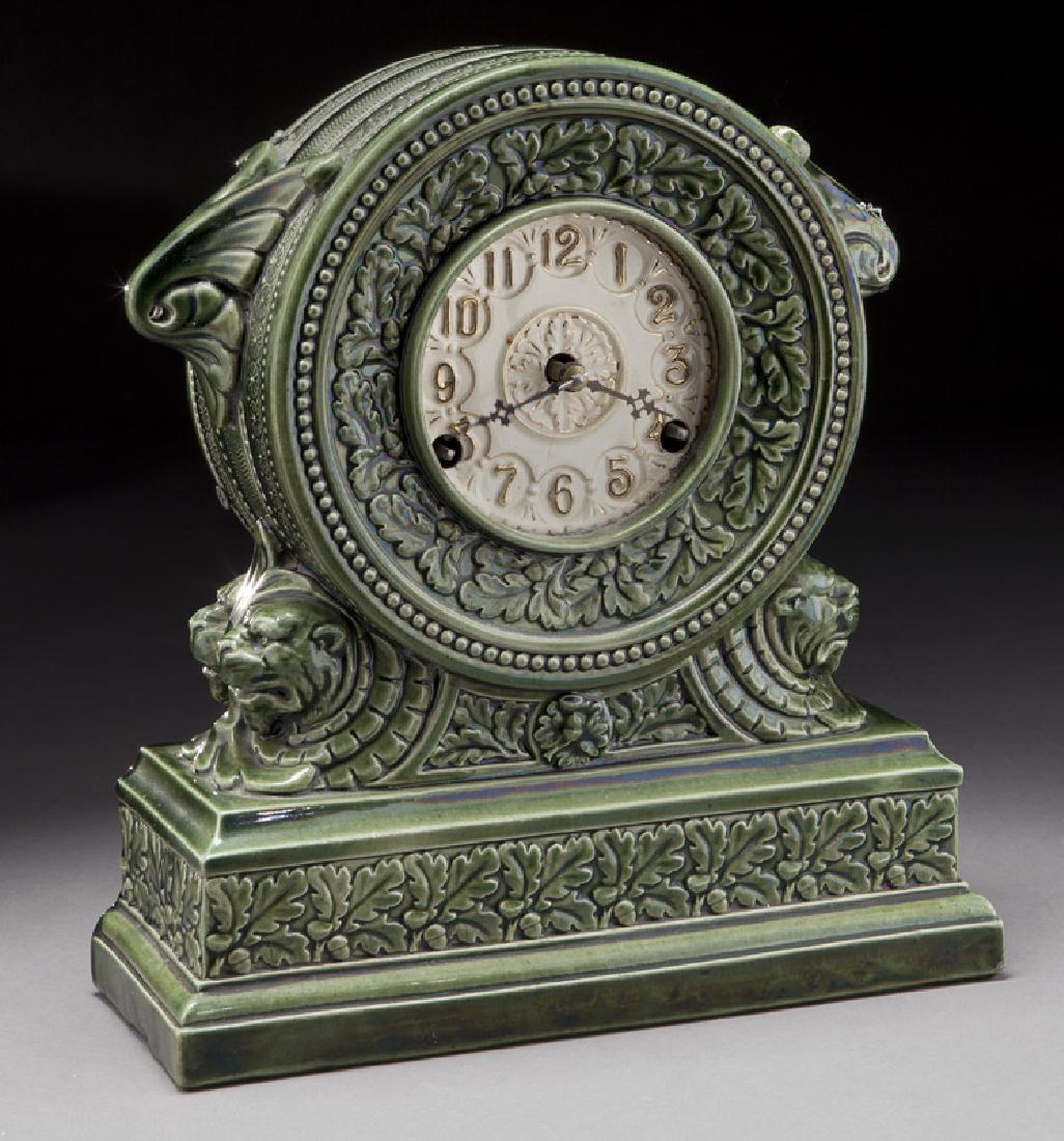 American majolica cased New Haven mantel clock, (1 of 12)