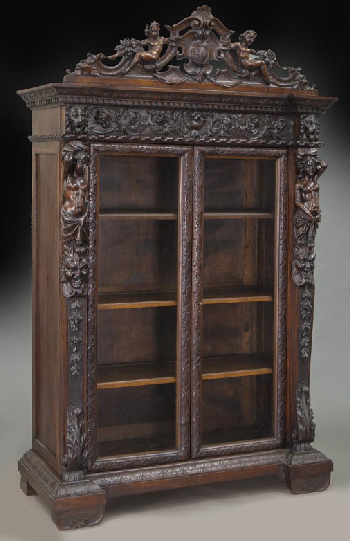 Italian carved 2-door bookcase (1 of 11)