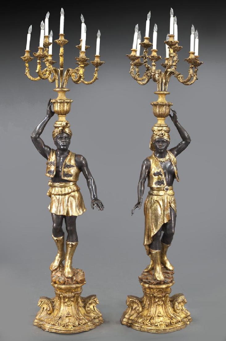 Pr. of large parcel gilt carved blackamoors (1 of 11)
