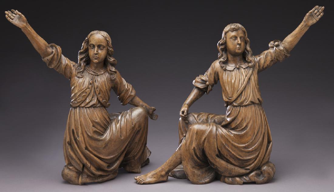Pr. 18th C. medieval-style carved walnut figures (1 of 8)