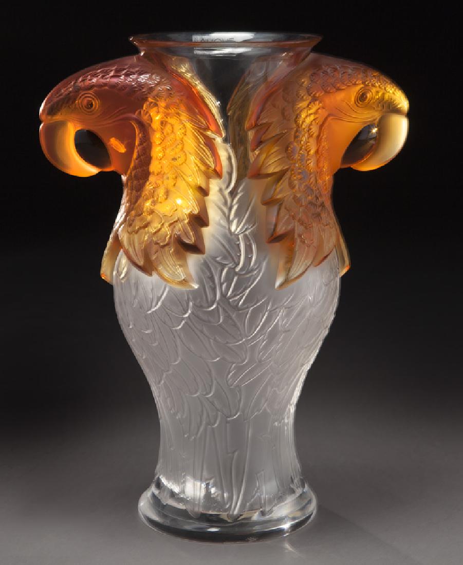 Lalique France Red Macaw vase. (1 of 8)