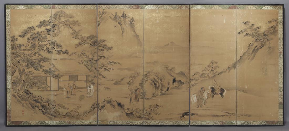 Six panel Japanese Naga School screen (1 of 11)