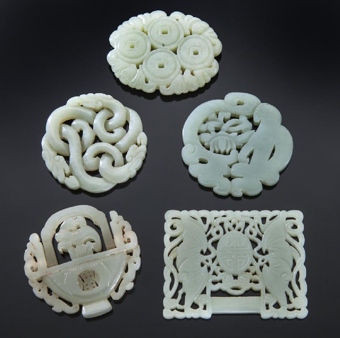 (5) Chinese carved jade pendants. (1 of 5)