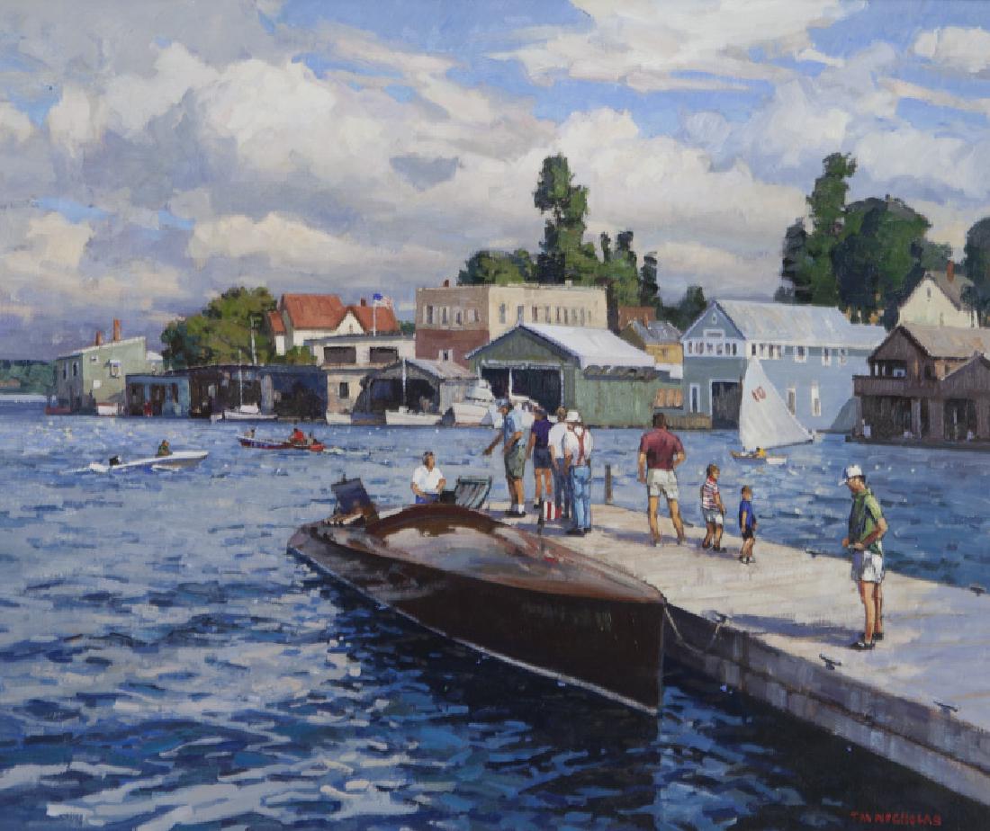 T. M. Nicholas "Windy Day Clayton Boat Races" oil (1 of 7)