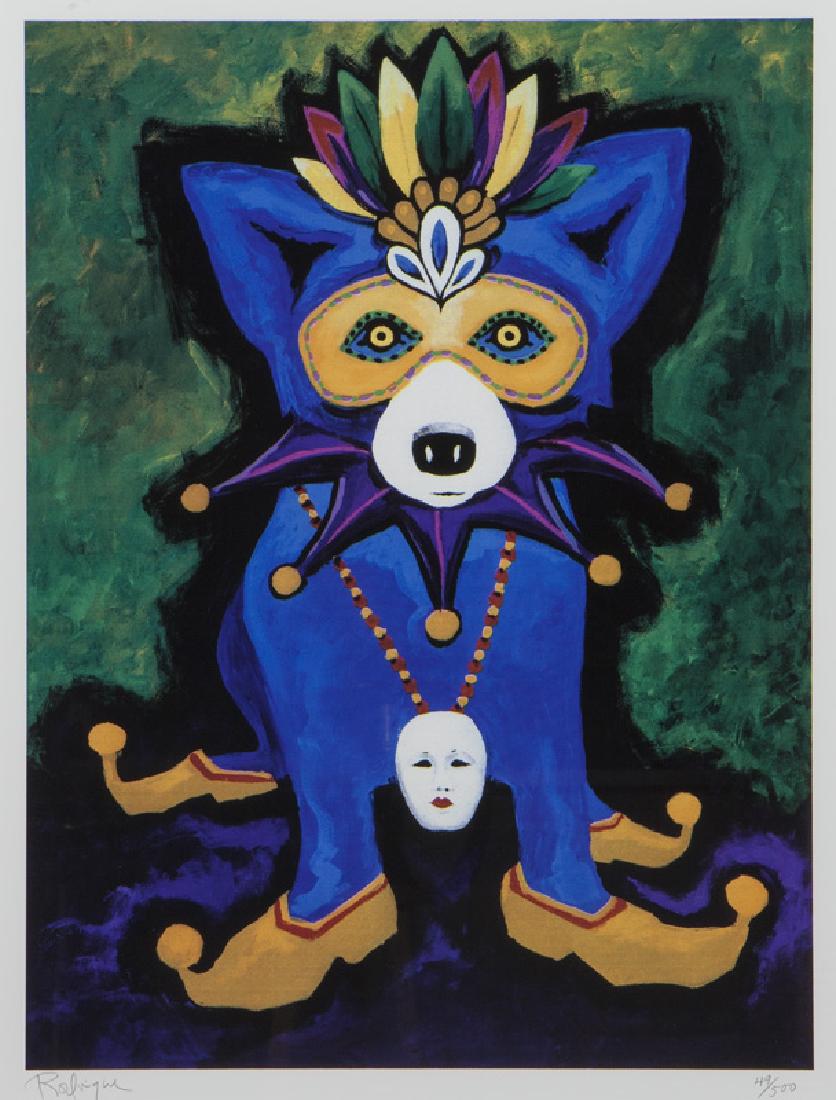 George Rodrigue "Mardi Gras Blue Dog" silkscreen. (1 of 7)