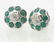 389: Pair 18K gold, diamond and emerald earrings on