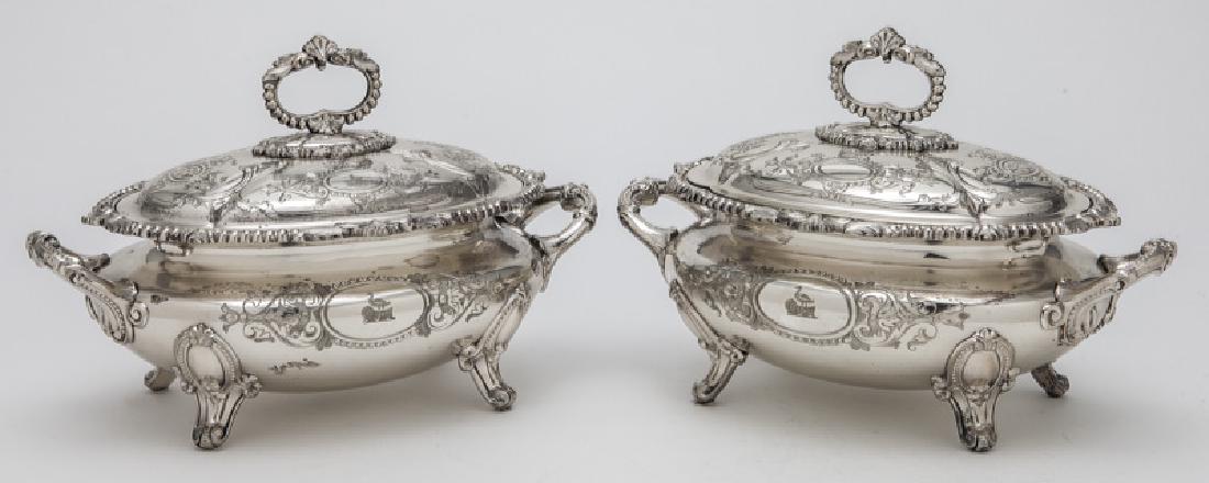 Pr. small Victorian silverplate tureens (1 of 9)
