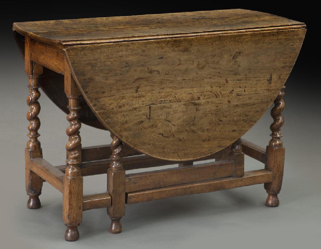Early oak barley twist gateleg table, (1 of 10)