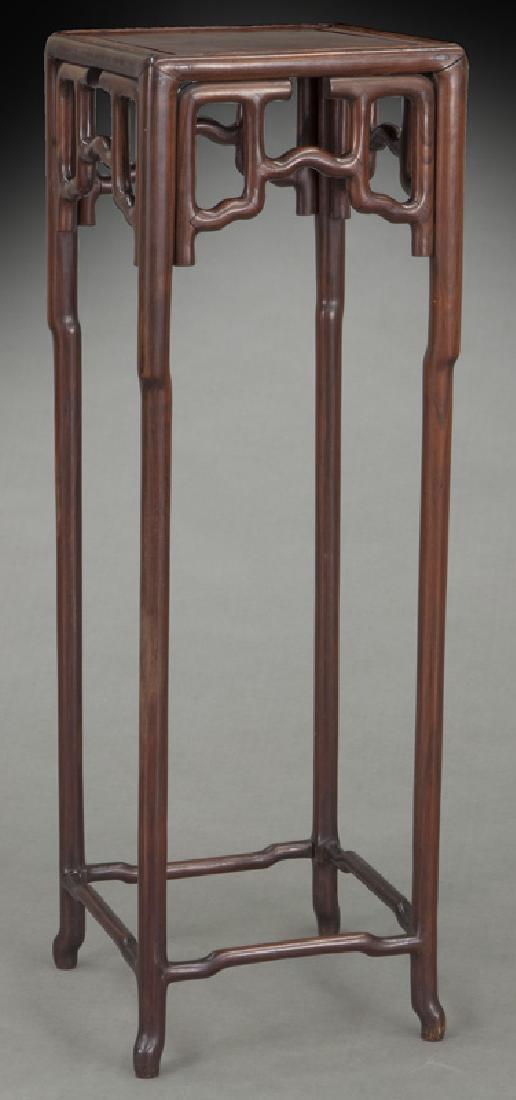 Chinese rosewood incense burner stand.: Chinese rosewood incense burner stand. 41.38"H x 13.25" Sq., Circa - 20th C.