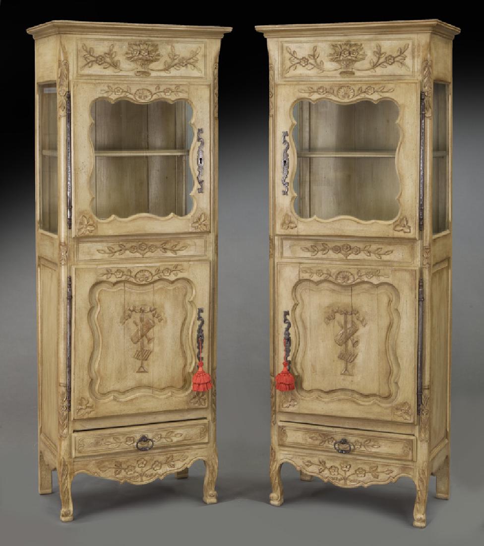 Pr. French carved and painted display cabinets (1 of 11)