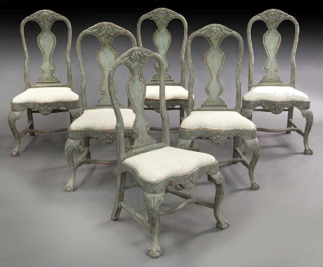 Set Of 6 Swedish Gustavian Style Dining Chairs