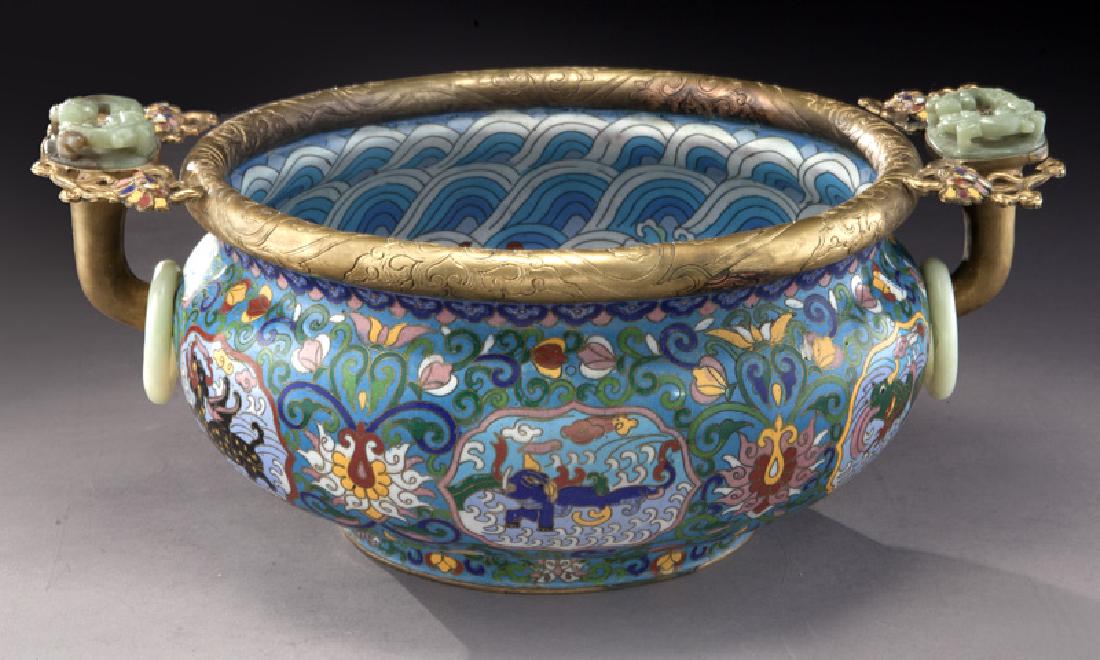 Large Chinese cloisonne bronze mounted (1 of 10)