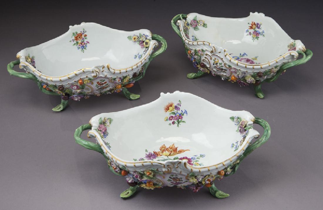 Set of (3) Meissen double handled fruit bowls (1 of 11)