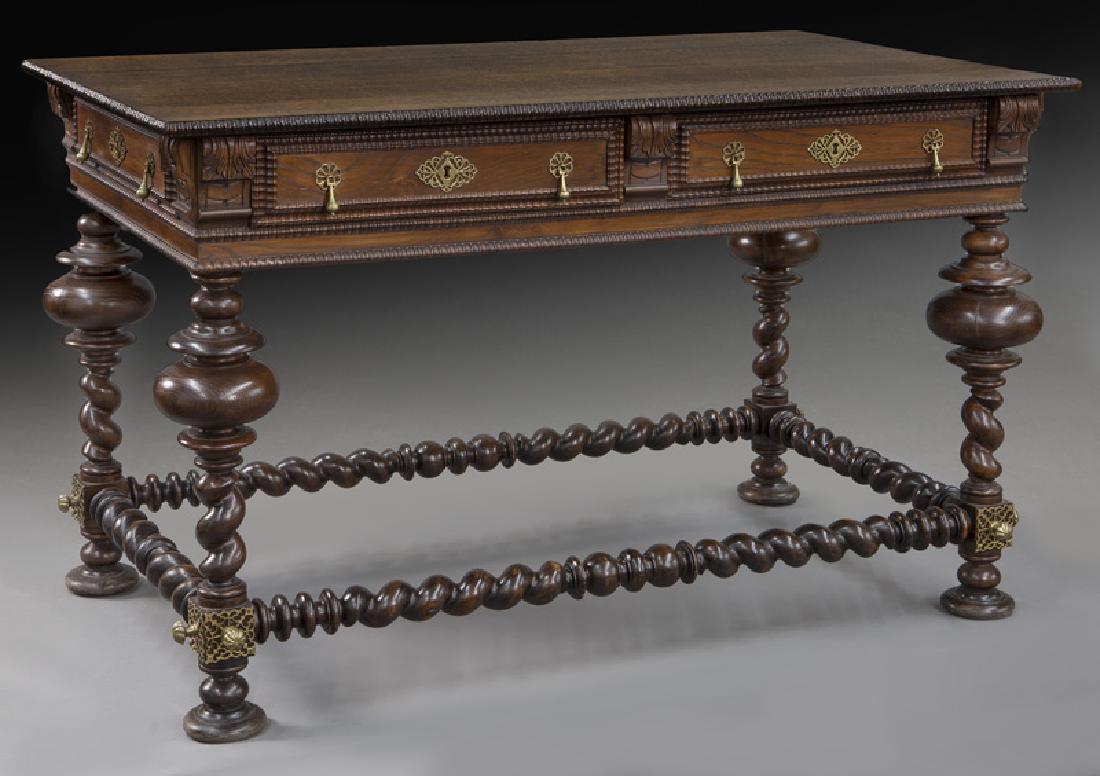 Portuguese 2-drawer library table (1 of 8)