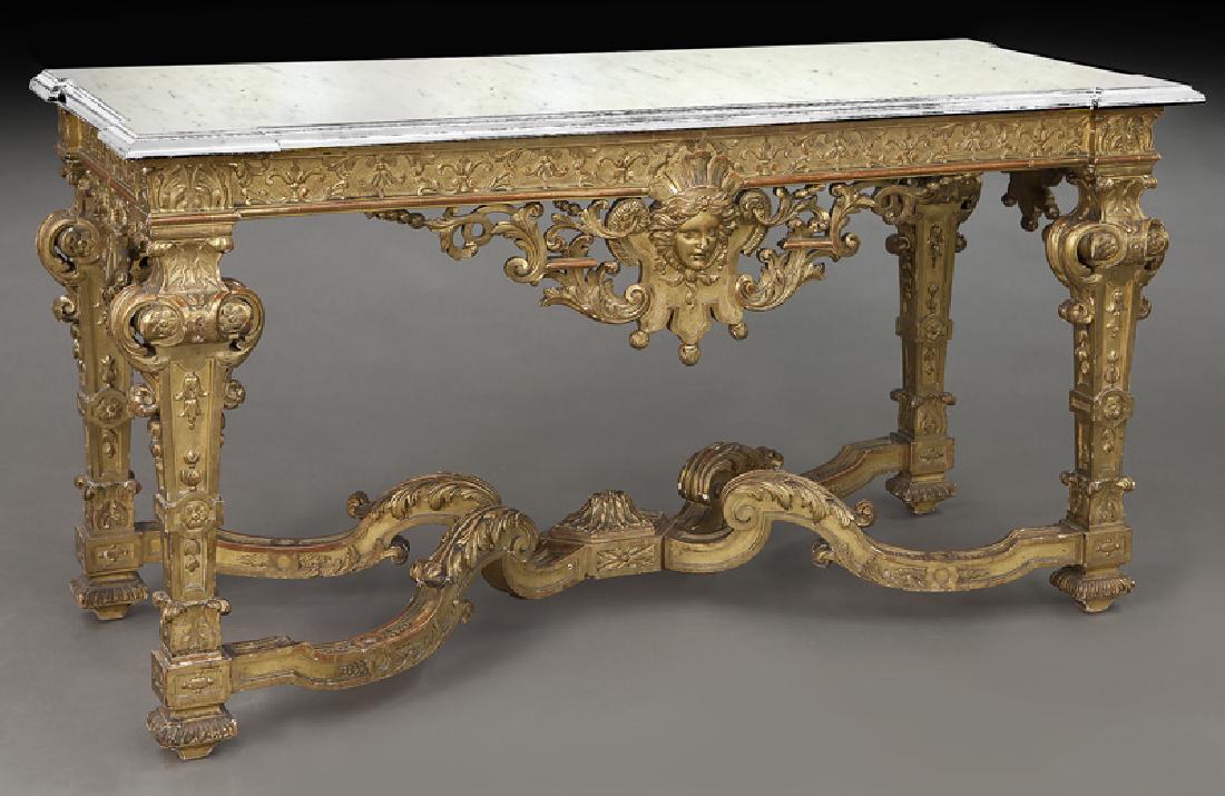 Napoleon III gilt carved marble top console table (1 of 10)