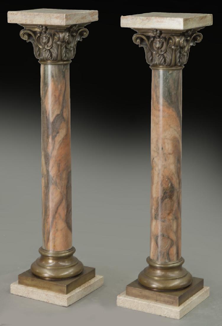Pr. of bronze mounted marble display pedestals (1 of 7)