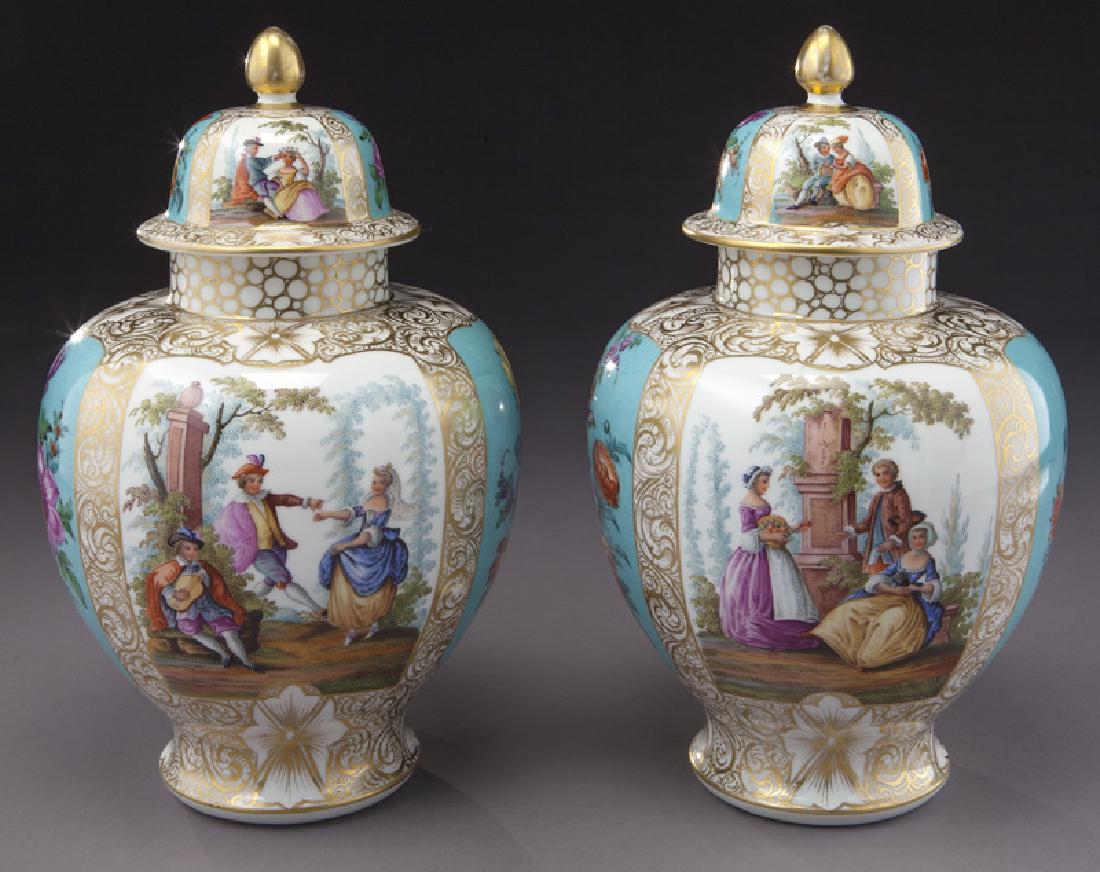 Pr. Meissen style lidded urns (1 of 9)