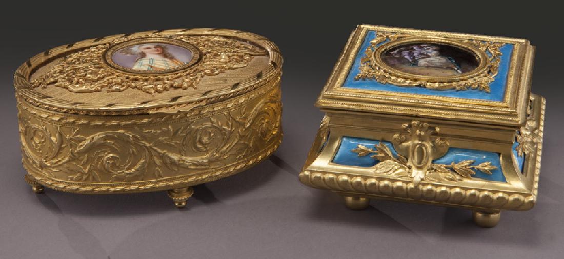 (2) French gilt metal dresser boxes, (1 of 9)
