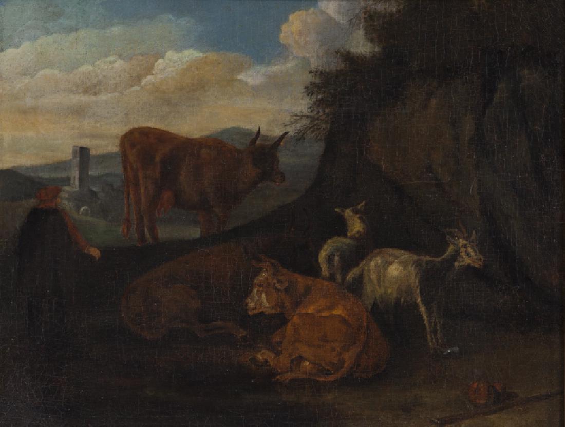 Pieter van Bloemen "Untitled (Pastoral scene)" oil (1 of 4)