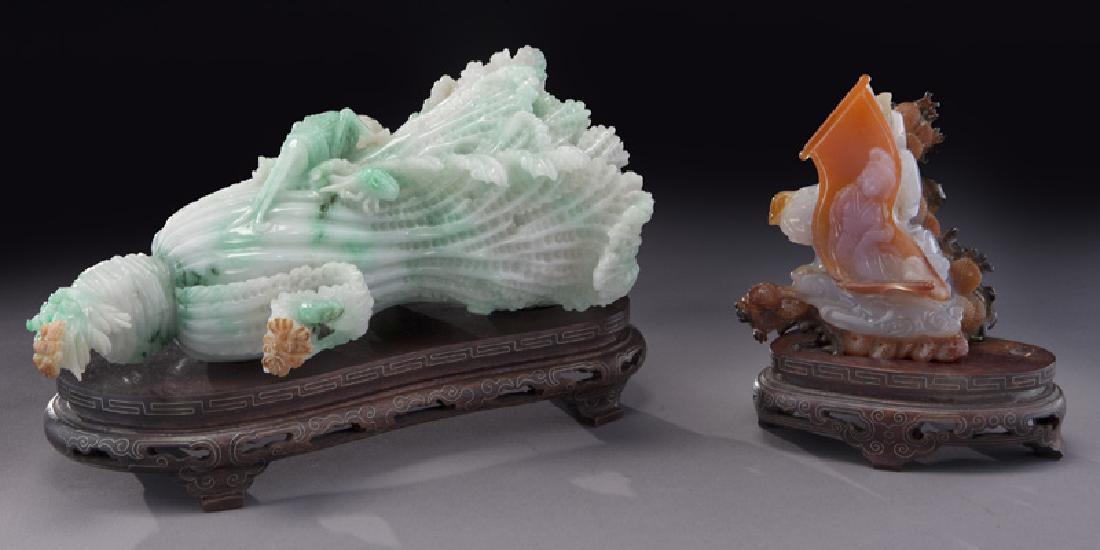 (2) Chinese carved stone pieces including: (1 of 11)