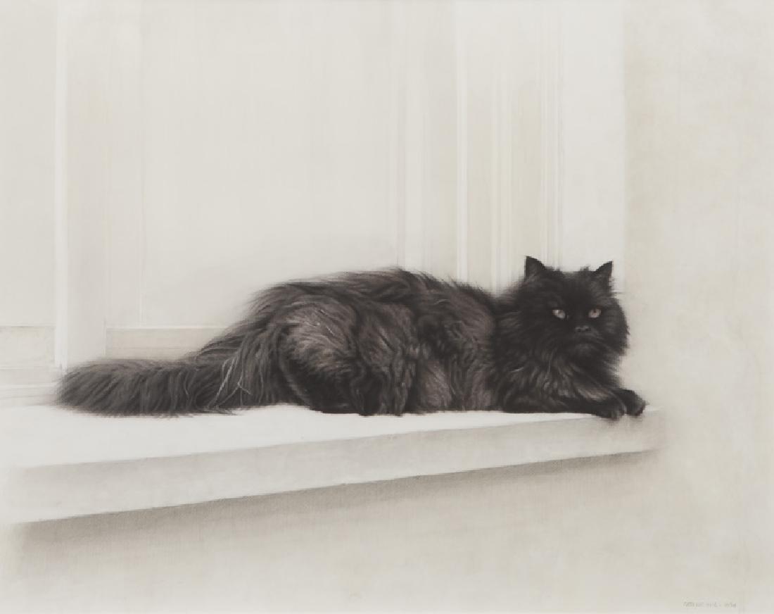 Gerardo Pita "Cat 1996" pastel and wash on paper, (1 of 7)